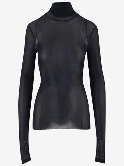 Ami Alexandre Mattiussi Stretch Viscose Turtleneck In Night Blue