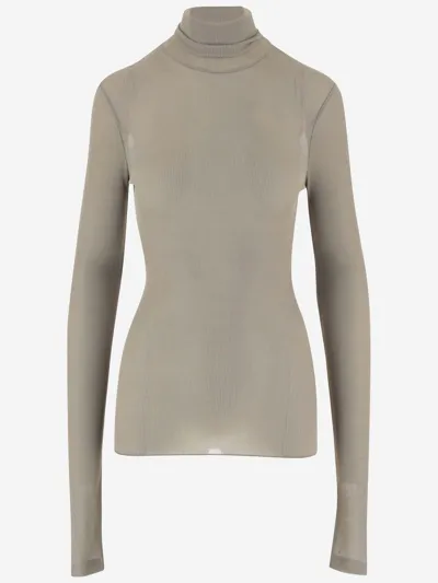 Ami Alexandre Mattiussi Stretch Viscose Turtleneck In Argile