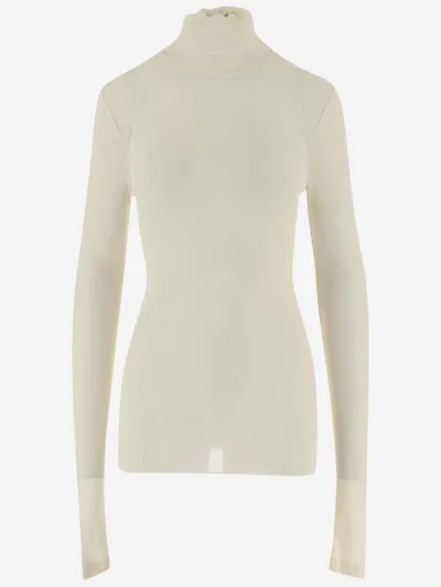 Ami Alexandre Mattiussi Stretch Viscose Turtleneck In Ivory