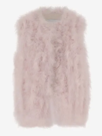 Yves Salomon Feathered Satin Vest In Rose2