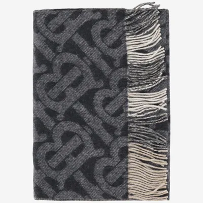 Burberry Reversible Check Monogram-pattern Scarf In Schwarz