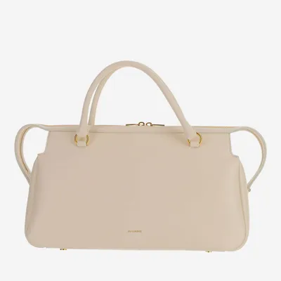 Jil Sander Logo Leather Bag In White