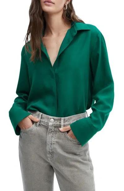 Mango Button-up Shirt In Green