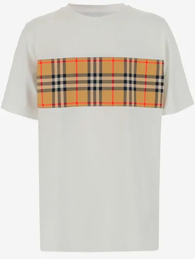 Burberry Kids White Check Panel T-shirt