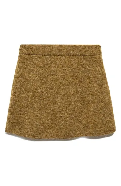 Mango Brushed Knit Miniskirt In Olive Green