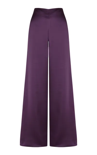 Sophie Et Voila Tailored Satin Wide-leg Pants In Purple