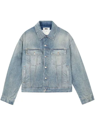 Mm6 Maison Margiela Single-stitch Logo Denim Jacket In Blue