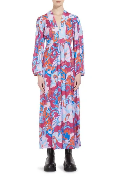 Weekend Max Mara Womens Cyclamen Oblio Floral-print Woven Maxi Dress In Multicolour