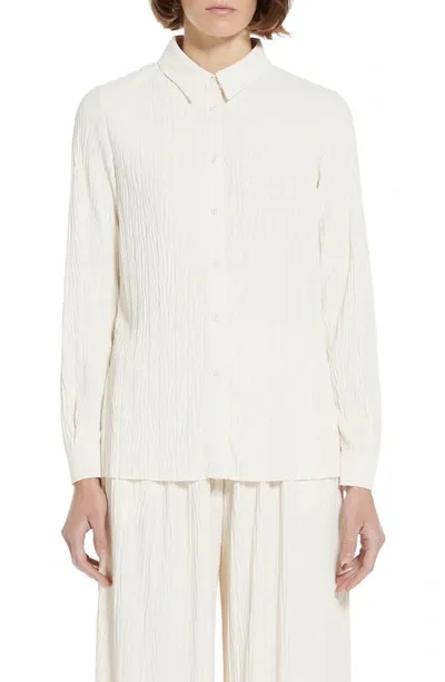 Max Mara Paio Jersey Plissee Shirt In Ivory