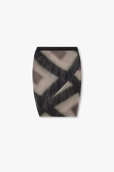 Rick Owens Patterned Midi Skirt In Black Plaid