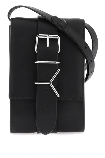 Y/project Logo-plaque Leather Shoulder Bag In Black