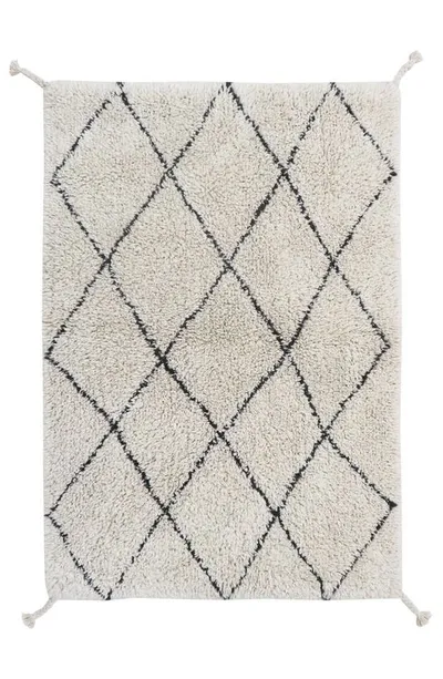 Lorena Canals Kids' Mini Bereber Washable Cotton Blend Rug In Natural Black