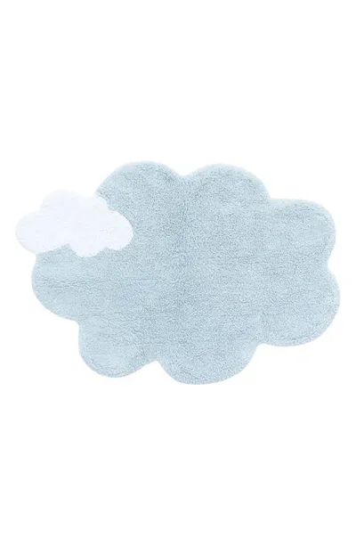 Lorena Canals Kids' Mini Dream Washable Cotton Blend Rug In Light Blue White