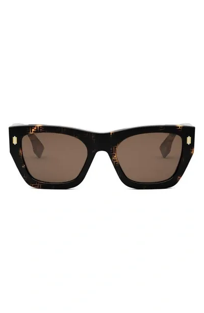 Fendi Roma Acetate Rectangle Sunglasses In Havana