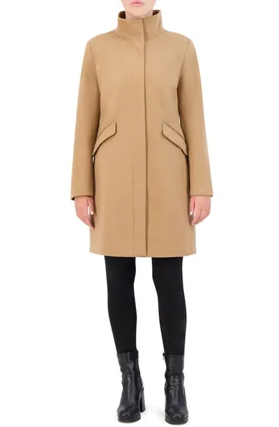 Cole Haan Signature Wool Blend Twill Full-zip Coat In Beige