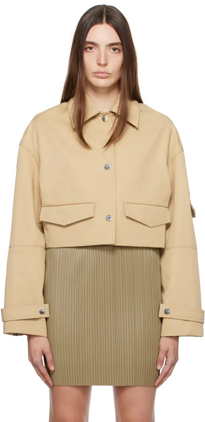 Nanushka Bracha Cropped Shirt Jacket In Neutrals