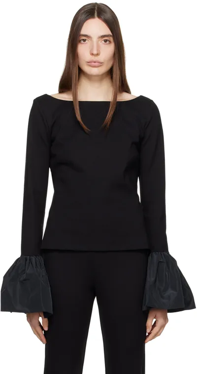 Staud Paige Bell-sleeve Bateau Top In Black