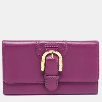 Pre-owned Escada Purple Leather Buckle Flap Clutch