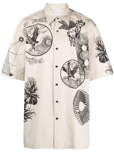 Dries Van Noten Cassidye Printed Cotton Poplin Shirt In Nude & Neutrals