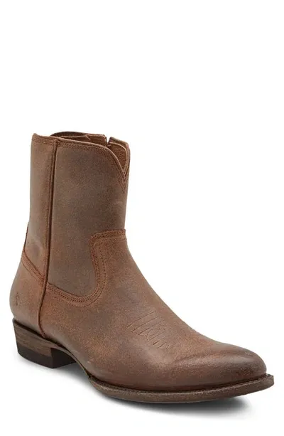 Frye Austin Inside Zip Western Boot In Brown - Dummy Leather