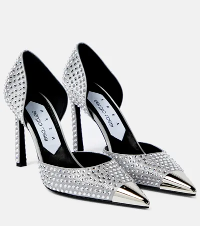 Area Dagger Metallic Leather Pumps In Silver