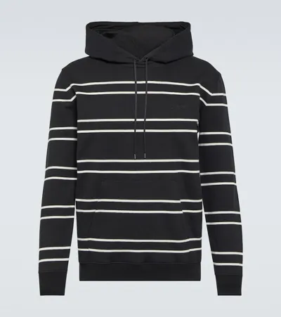 Saint Laurent Striped Cotton Hoodie In Black