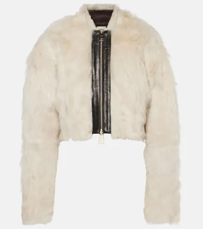 Khaite Gracell Cropped Fur Jacket In Cream