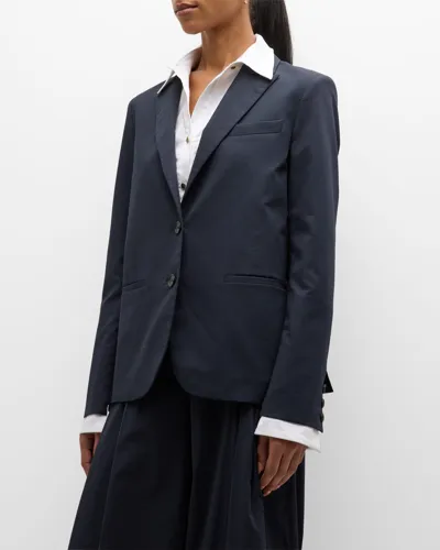 Twp Stretch Cotton Boyfriend Blazer With Zip Sleeves In Midnight