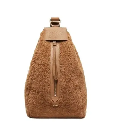 Max Mara Logo Plaque Backpack In Brown