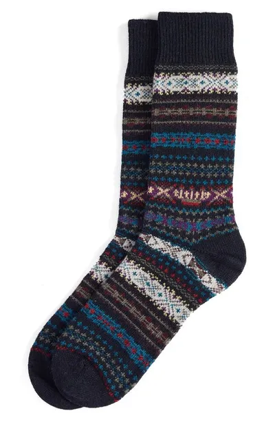 Barbour Boyd Lambswool Blend Socks In Navy Multi