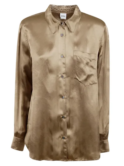 Aspesi Shiny Shirt In Camel