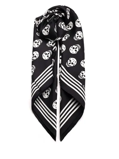 Alexander Mcqueen Skull Silk Foulard In Black