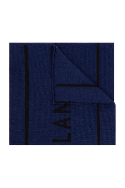 Moschino Logo Intarsia Finished Edge Scarf In Navy