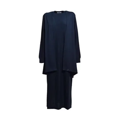 Lemaire Cardigan Layered Dress In Blue