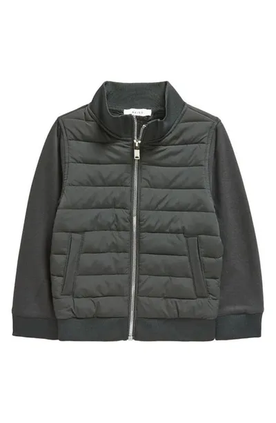 Reiss Kids' Forest Green Flintoff Junior Funnel Neck Quilted Hybrid Jacket