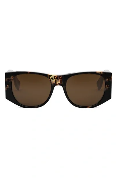 Fendi Baguette Logo Acetate Oval Sunglasses In Havana