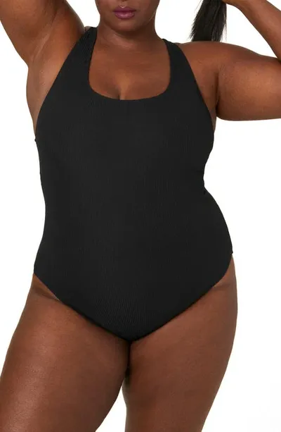 Andie Tulum Ribbed One-piece Swimsuit In Black