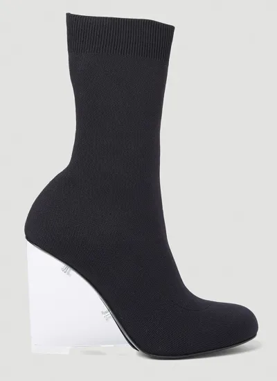 Alexander Mcqueen 95mm Knit Ankle Boots In Black