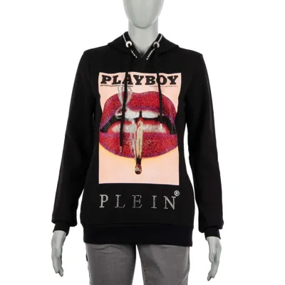 Pre-owned Philipp Plein X Playboy Lippen Hoodie Sweatshirt Kristalle Logo Schwarz 08479