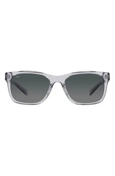 Costa Del Mar Tybee 55mm Gradient Polarized Rectangle Sunglasses In Shiny Light Crystal Gray