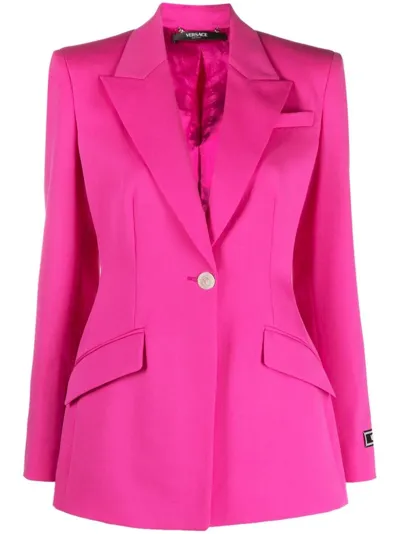 Versace Medusa Single-breasted Virgin-wool Blazer In Pink