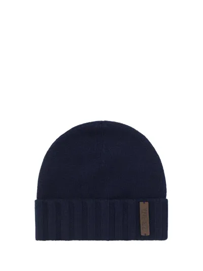 Z Zegna Oasi Logo Patch Beanie In Blue