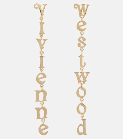 Vivienne Westwood Raimunda Logo Drop Earrings In R001 Gold