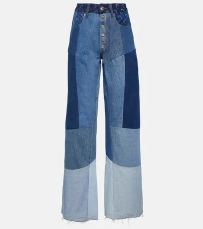 Marine Serre Regenerated Wide-leg Jeans In Blue