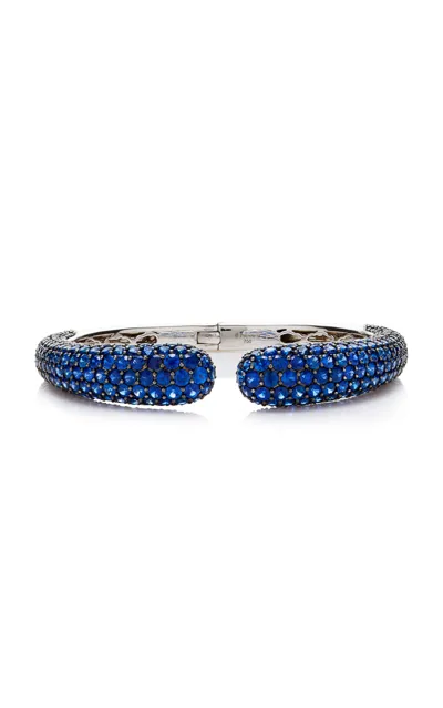 Piranesi 18k White Gold Sapphire Bangle Bracelet In Blue