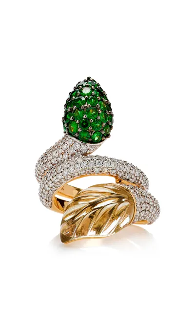 Piranesi One Of A Kind 18k Rose Gold Amethyst; Tsavorite And Diamond Ring In Green