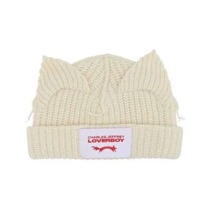 Charles Jeffrey Loverboy Chunky Ears Knit Beanie In Beige