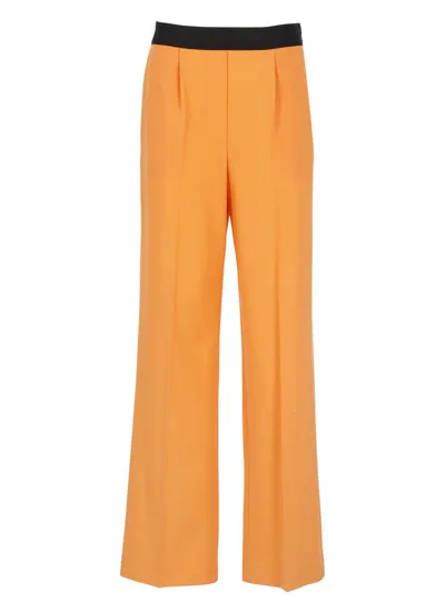 Msgm Straight Leg Orange Trousers