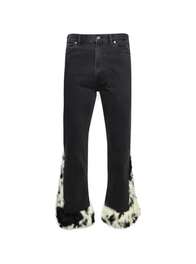 Bluemarble Faux Fur Denim Pants In Washed Black