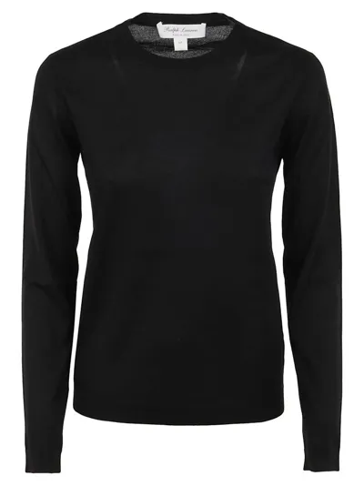 Ralph Lauren Long Sleeved Fine Knit Jumper In Black